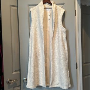 Anthropologie Self Contrast Sherpa Vest Duster Ivory NWT S M L one size fits all